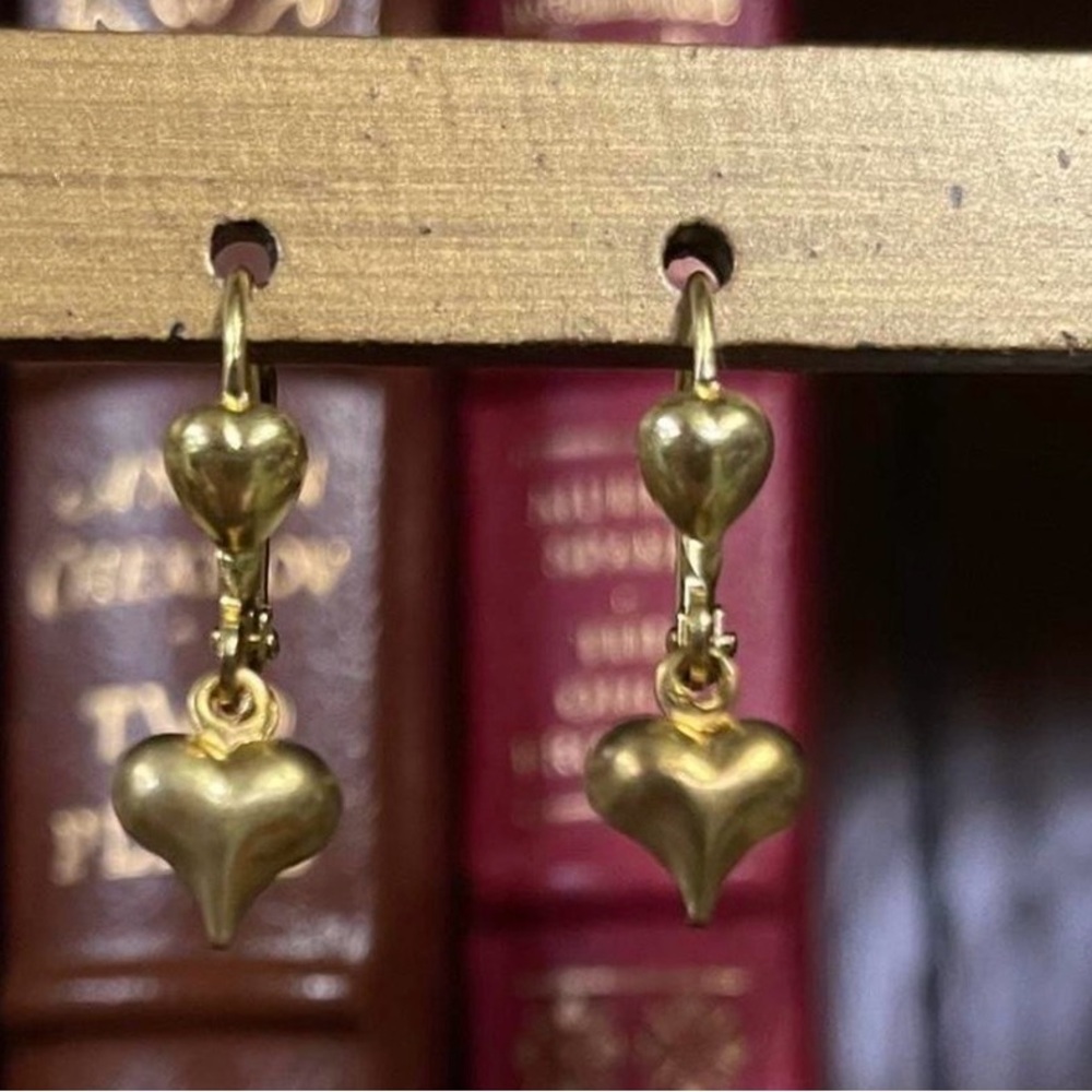 Gold Heart Drop Earrings